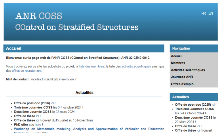 Projet ANR COSS (2022-2026)
